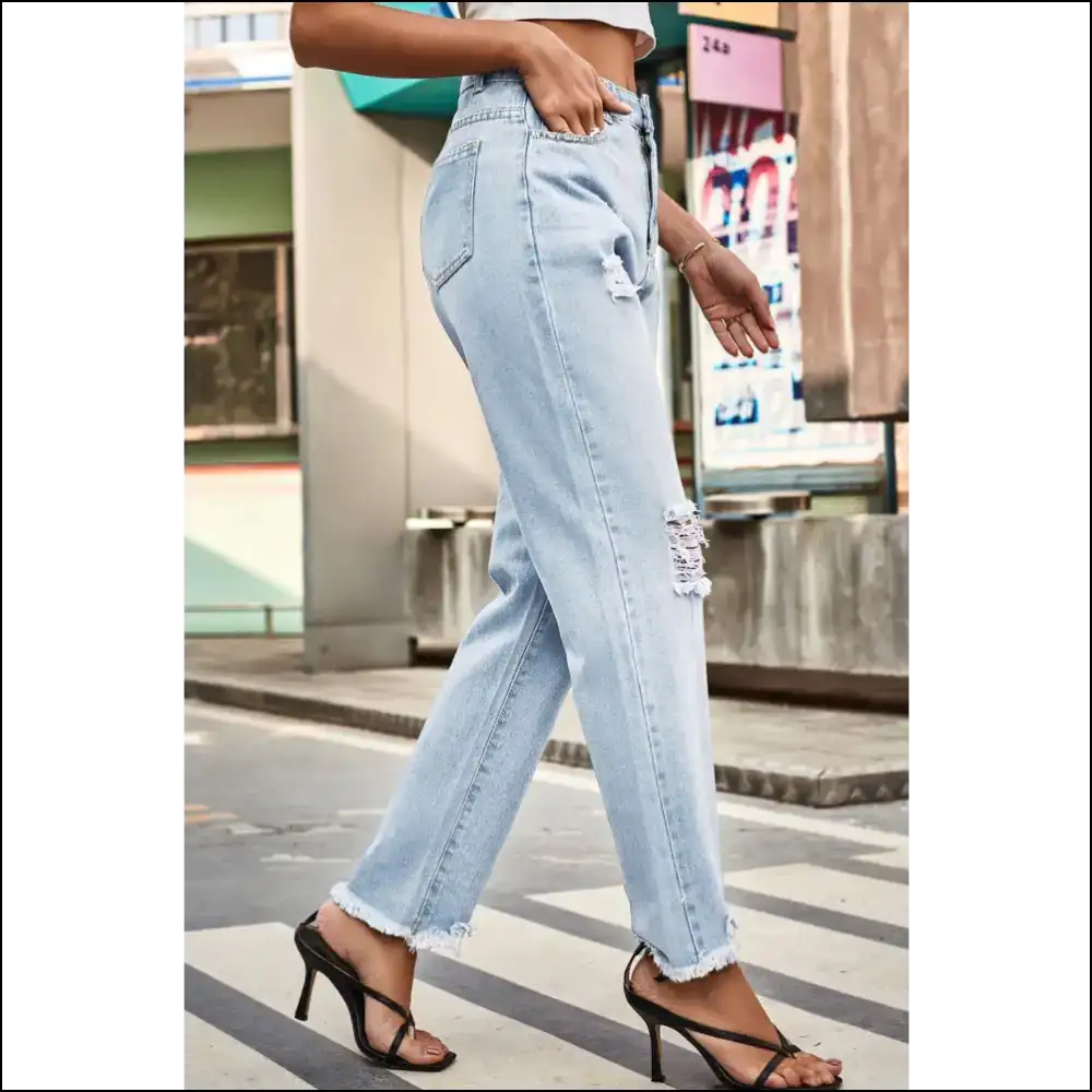 Jeans: Meet your New Bestie the Distressed Buttoned Loose Fit Wonder! ππ - Jeans on Sale Worldwide Shipping