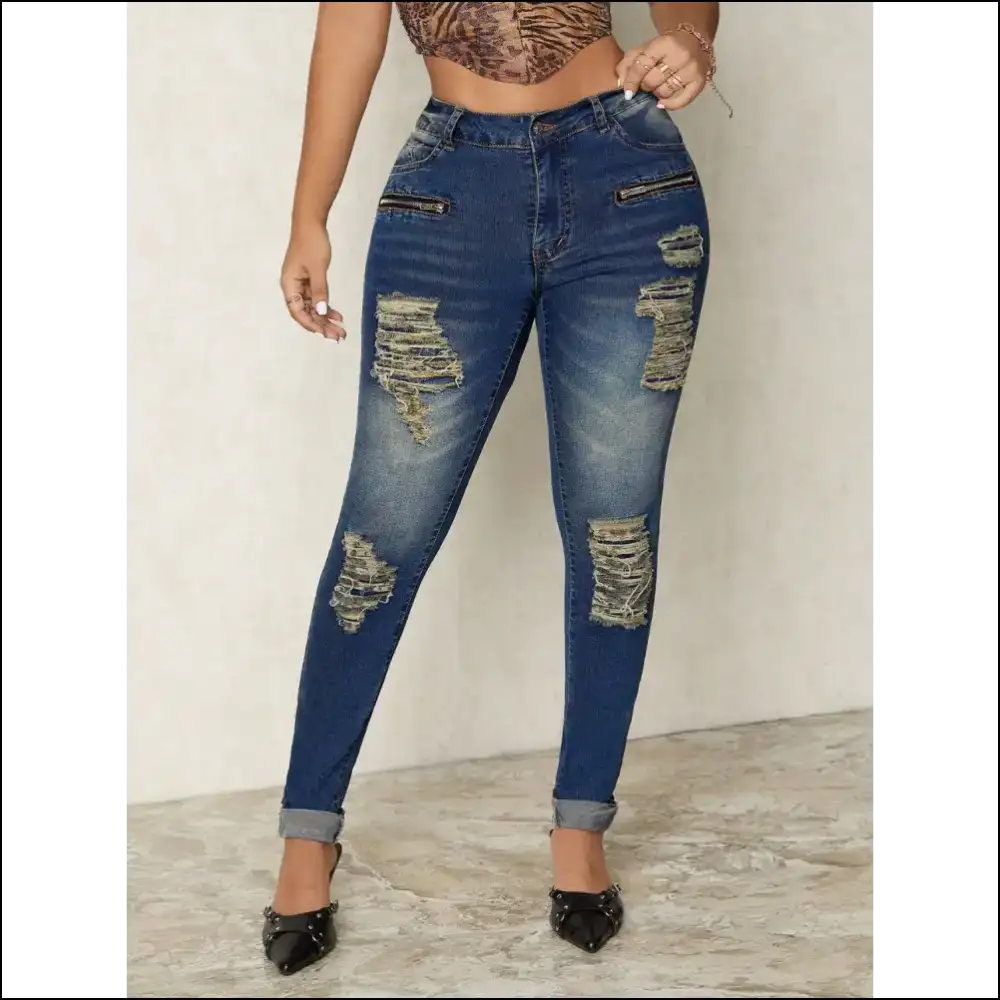 Jeans so Chic Even your Ex will be Jealous of these Distressed Skinny Wonders! - Medium / s - on Sale Worldwide Shipping
