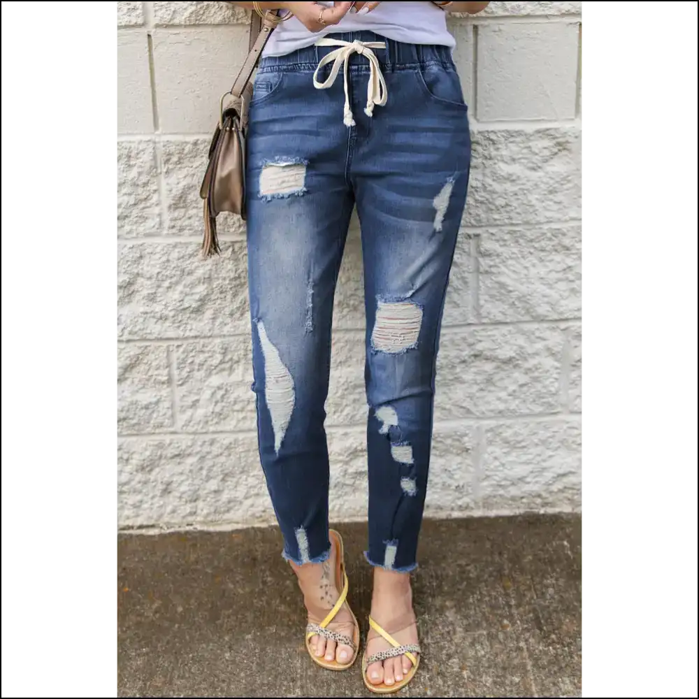 Jeans so Distressed They’ve Seen More Drama than a Reality Show 🎭✨ - Medium / 8 - on Sale Worldwide Shipping