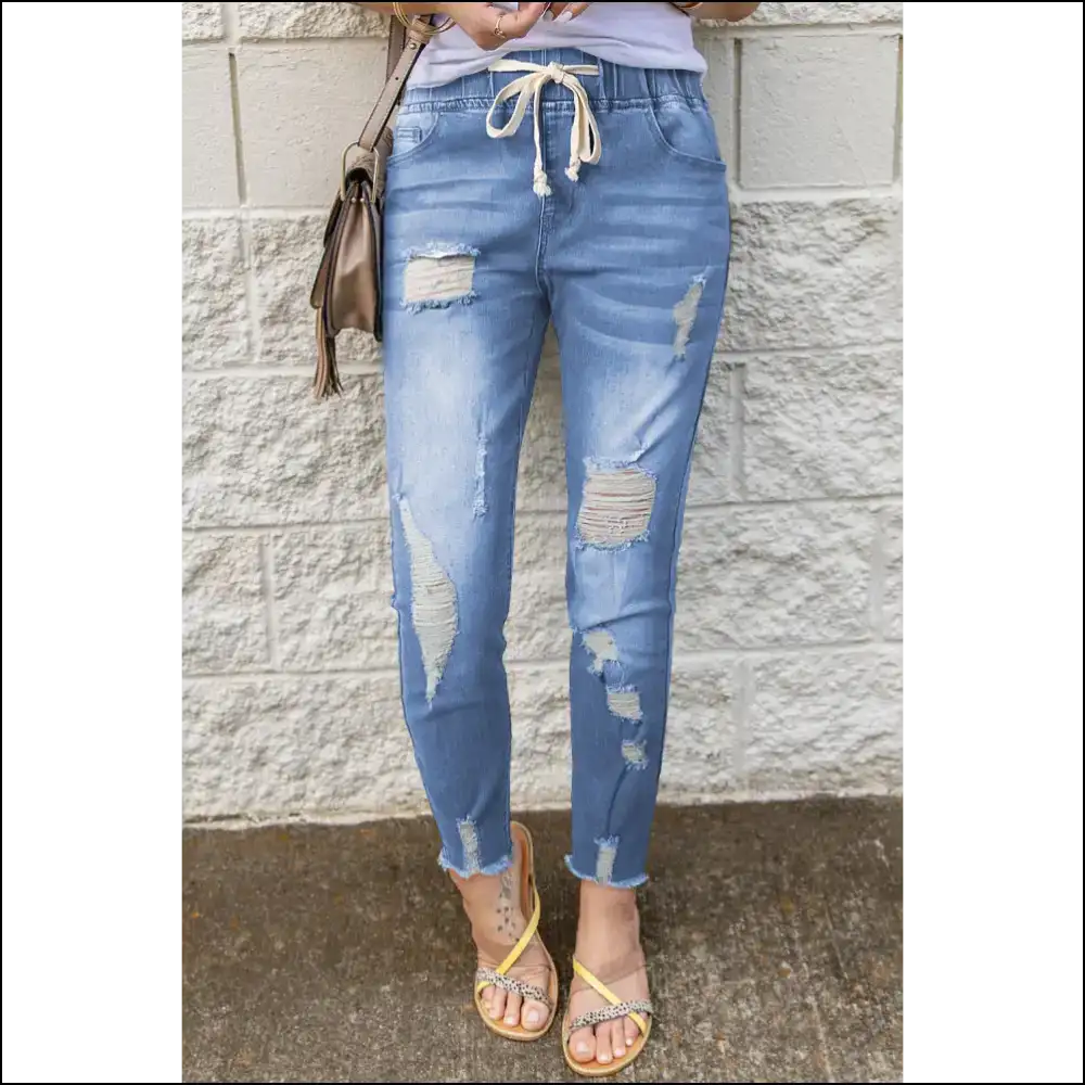 Jeans so Distressed They’ve Seen More Drama than a Reality Show 🎭✨ - Light / 10 - on Sale Worldwide Shipping