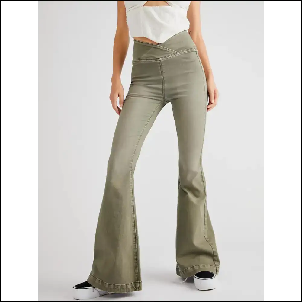 Jeans that are as Quirky your Personality: Asymmetric Waist Flair! π - Moss / Xs - on Sale Worldwide Shipping