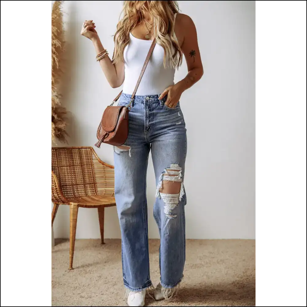 Jeans that are Distressed not your Love Life - Get Straight to Style! - on Sale Worldwide Shipping