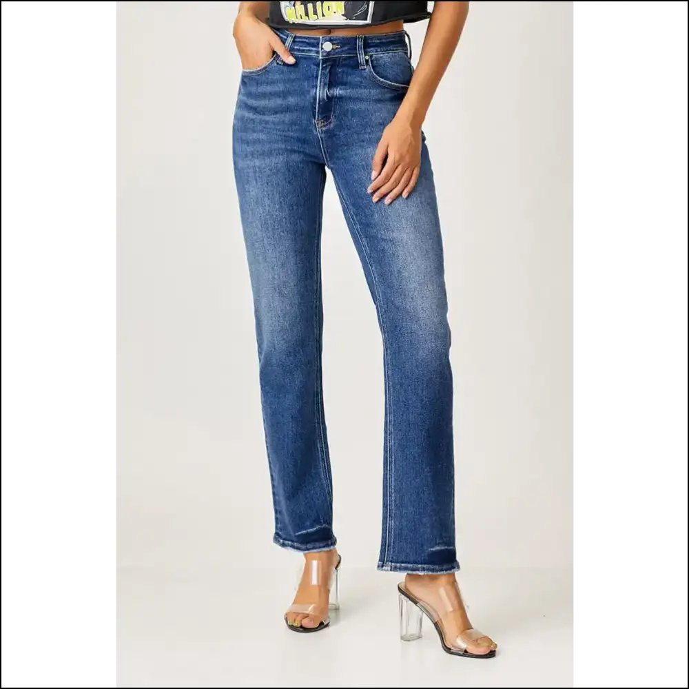 Jeans that Make you Feel Like a Snack: Risen Mid Rise Slim Straight! ππ - Dark / 5 - on Sale Worldwide Shipping