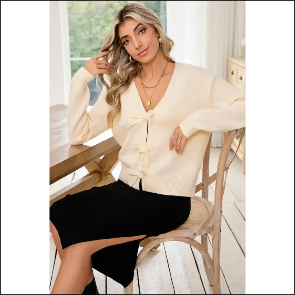 Jet Stream Bowknot Cropped Cardigan: so Cozy Itβs Criminal π - s - Cardigans on Sale Worldwide Shipping