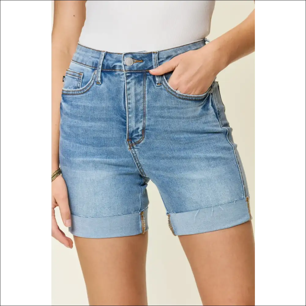 Judy Blue High Waist Tummy Control Denim Shorts - on Sale Worldwide Shipping