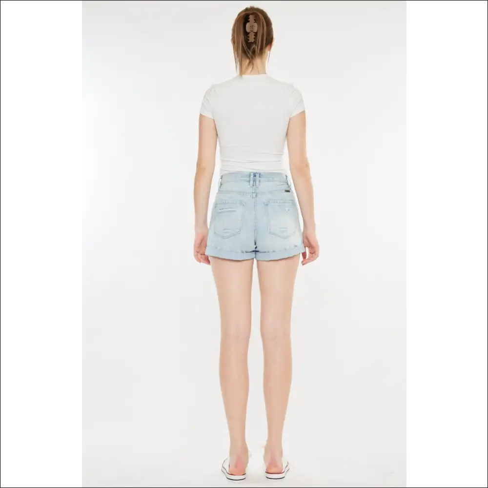 Kancan High Rise Repaired Mom Denim Shorts - on Sale Worldwide Shipping