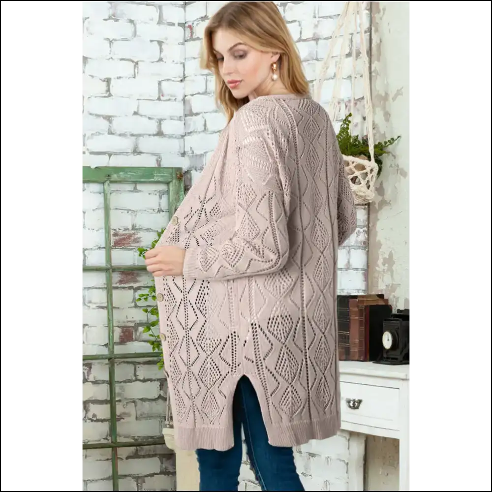 Khaki Button-up Hollow out Long Cardigan Itâs Practically Therapy - Cardigans on Sale Worldwide Shipping