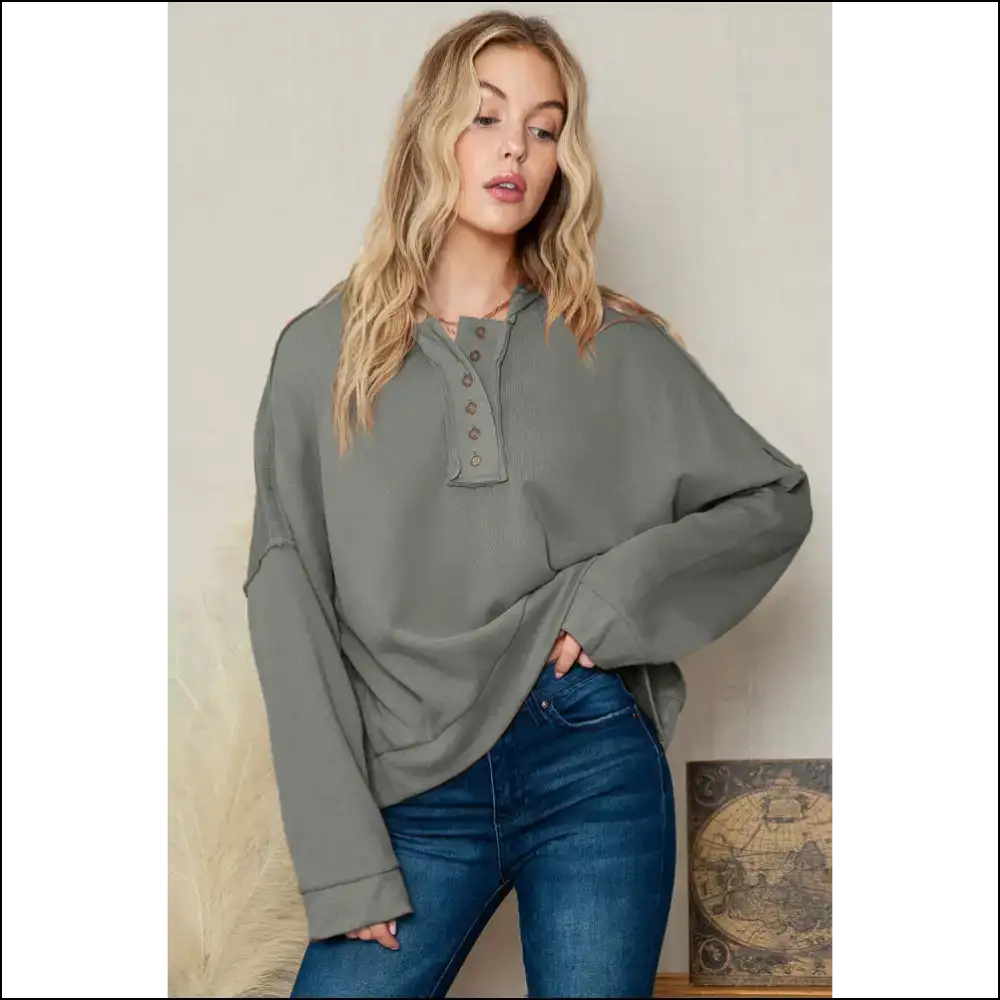 Khaki Casual Button Seam Hoodie: so Comfy It’s Chic Needful Things - Gray / s - Sweatshirts & Hoodies on Sale Worldwide Shipping