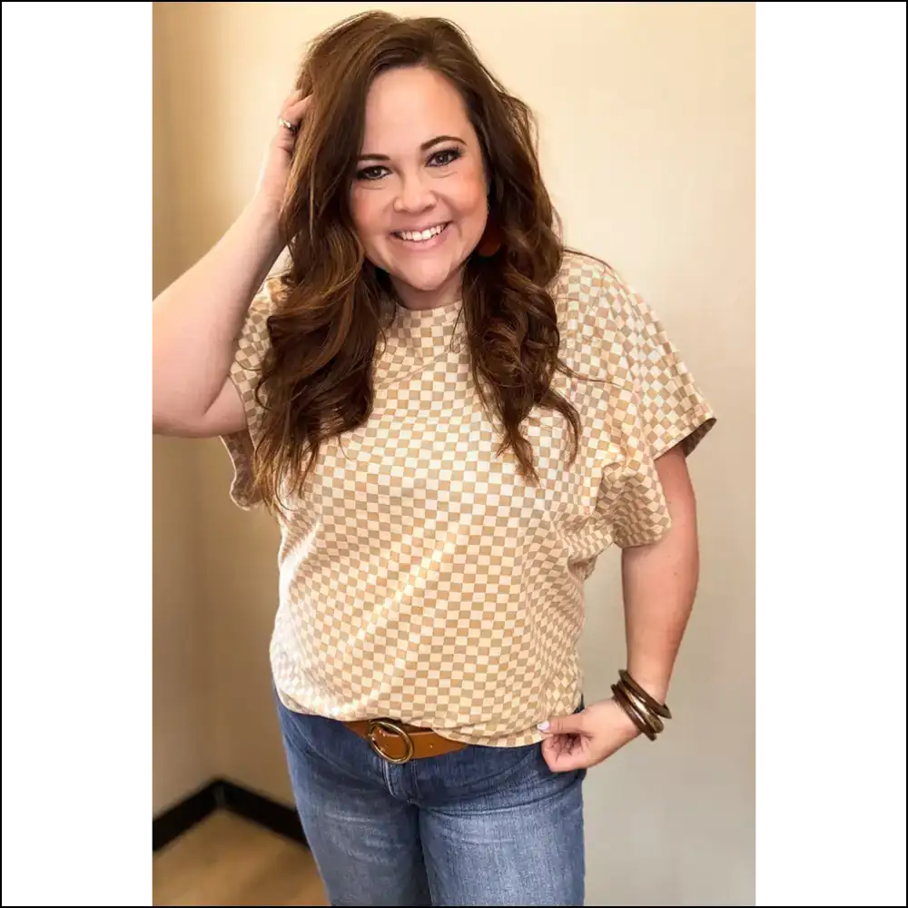 Khaki Checkered Batwing: Finally a Shirt that Gets my Hump ๐ - Plus Size Tops on Sale Worldwide Shipping