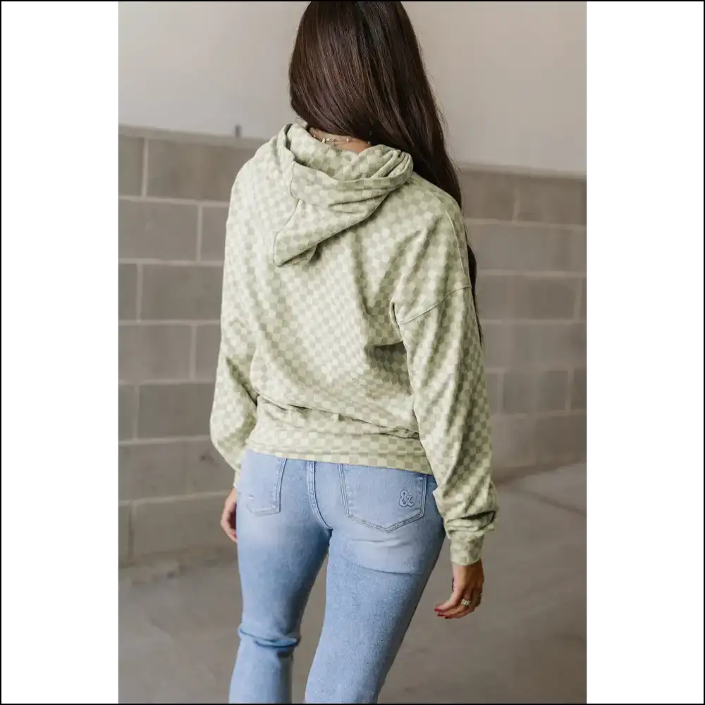 Khaki Checkered Kangaroo Pocket Hoodie: Drip or Die Trying Needful Things π - Sweatshirts & Hoodies on Sale Worldwide Shipping