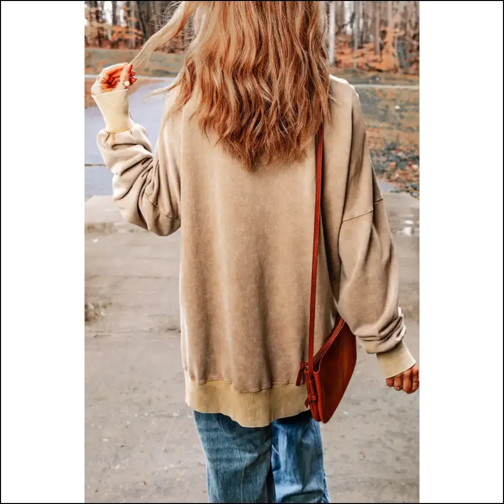 Khaki Drop Shoulder Oversized Sweatshirt: Basic (but Fabulous) - Sweatshirts & Hoodies on Sale Worldwide Shipping