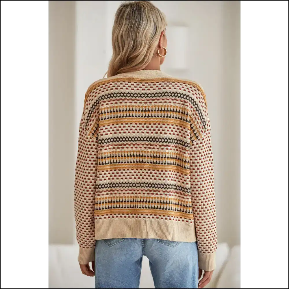 Khaki Geometric Cardigan: so Chic it Hurts (but Looks Good) ๐ Needful Things - Cardigans on Sale Worldwide Shipping
