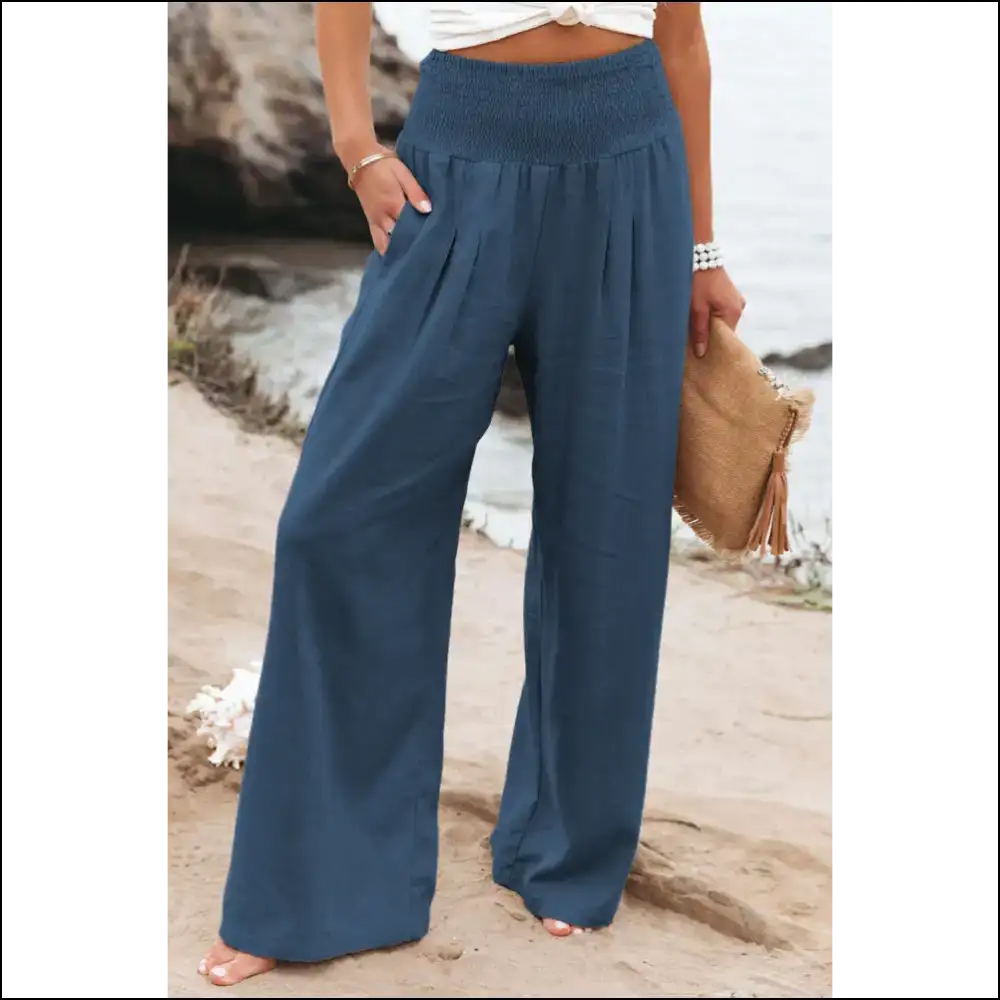 Khaki Pants: Wide Leg High Waist Zero Regrets! Needful Things π - Sky Blue / s - Pants on Sale Worldwide Shipping