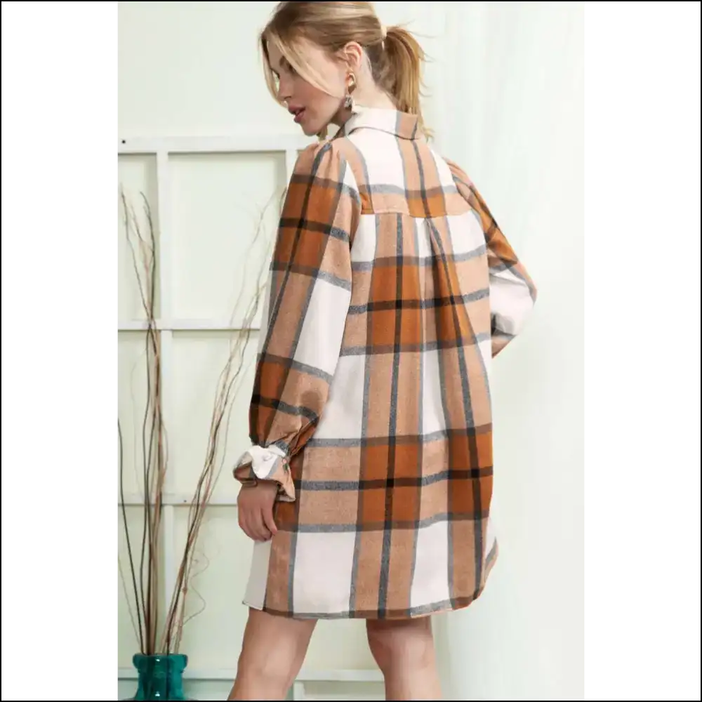 Khaki Plaid Shirt Dress: Because Pants are Overrated 🤪 Needful Things - Short Dresses on Sale Worldwide Shipping
