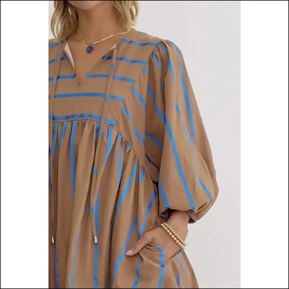 Khaki Stripe Tie Neck Dress: Slay Queen! π Needful Things - Plus Size Dresses on Sale Worldwide Shipping
