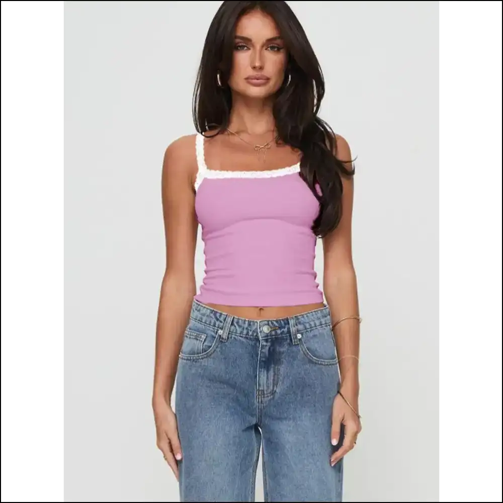 Lace Detail Cropped Cami - Tank Tops on Sale Worldwide Shipping