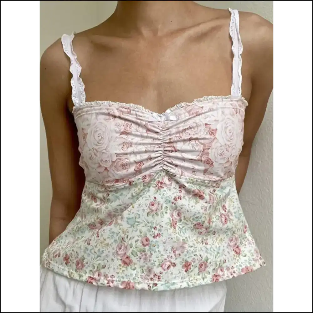Lace Detail Floral Sweetheart Neck Cami - White / s - Tank Tops on Sale Worldwide Shipping