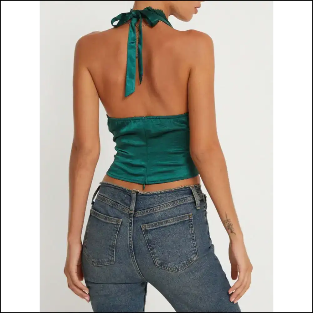 Lace Detail Halter Neck Tank Top - Tops on Sale Worldwide Shipping