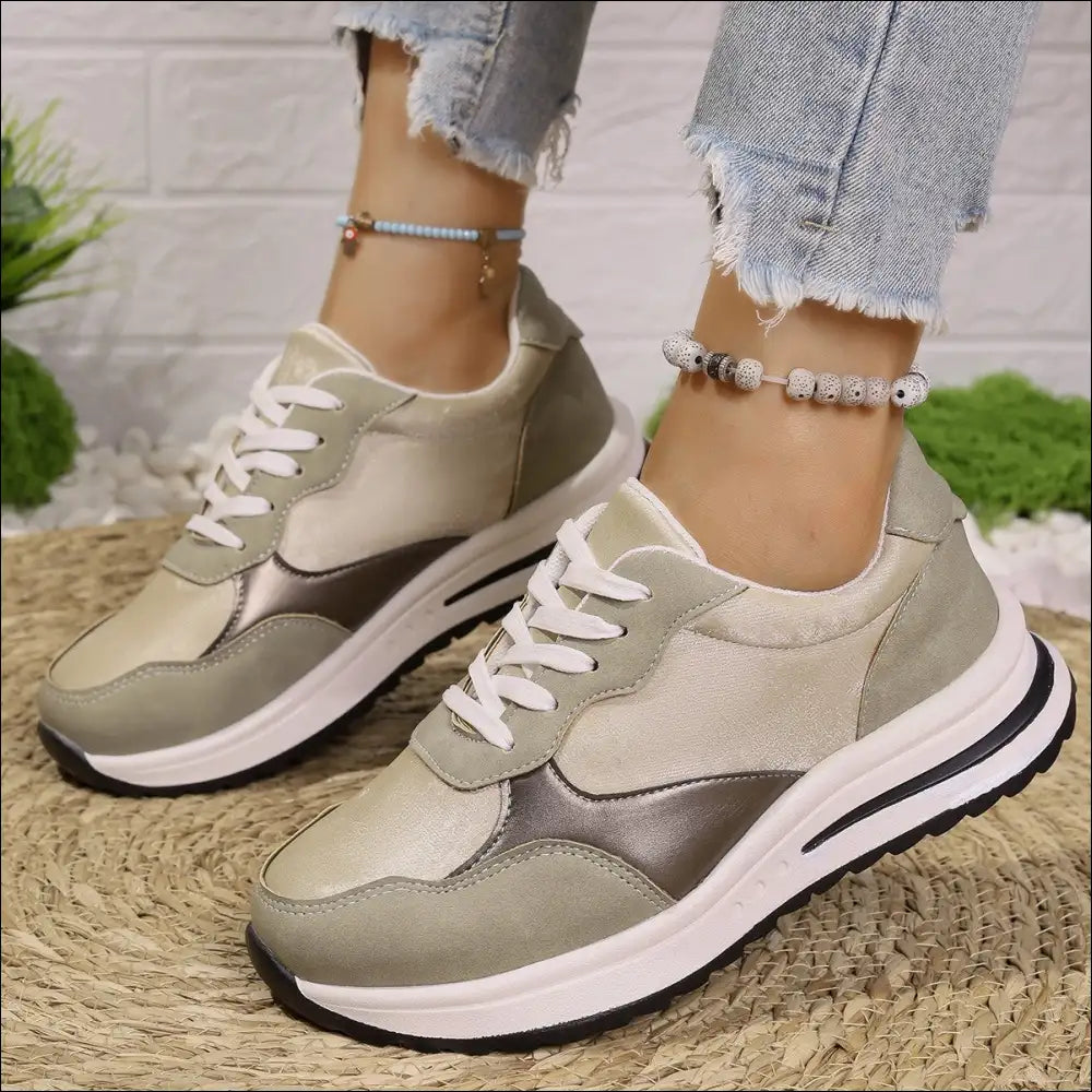 Lace Up Contrast Round Toe Athletic Shoes - on Sale Worldwide Shipping