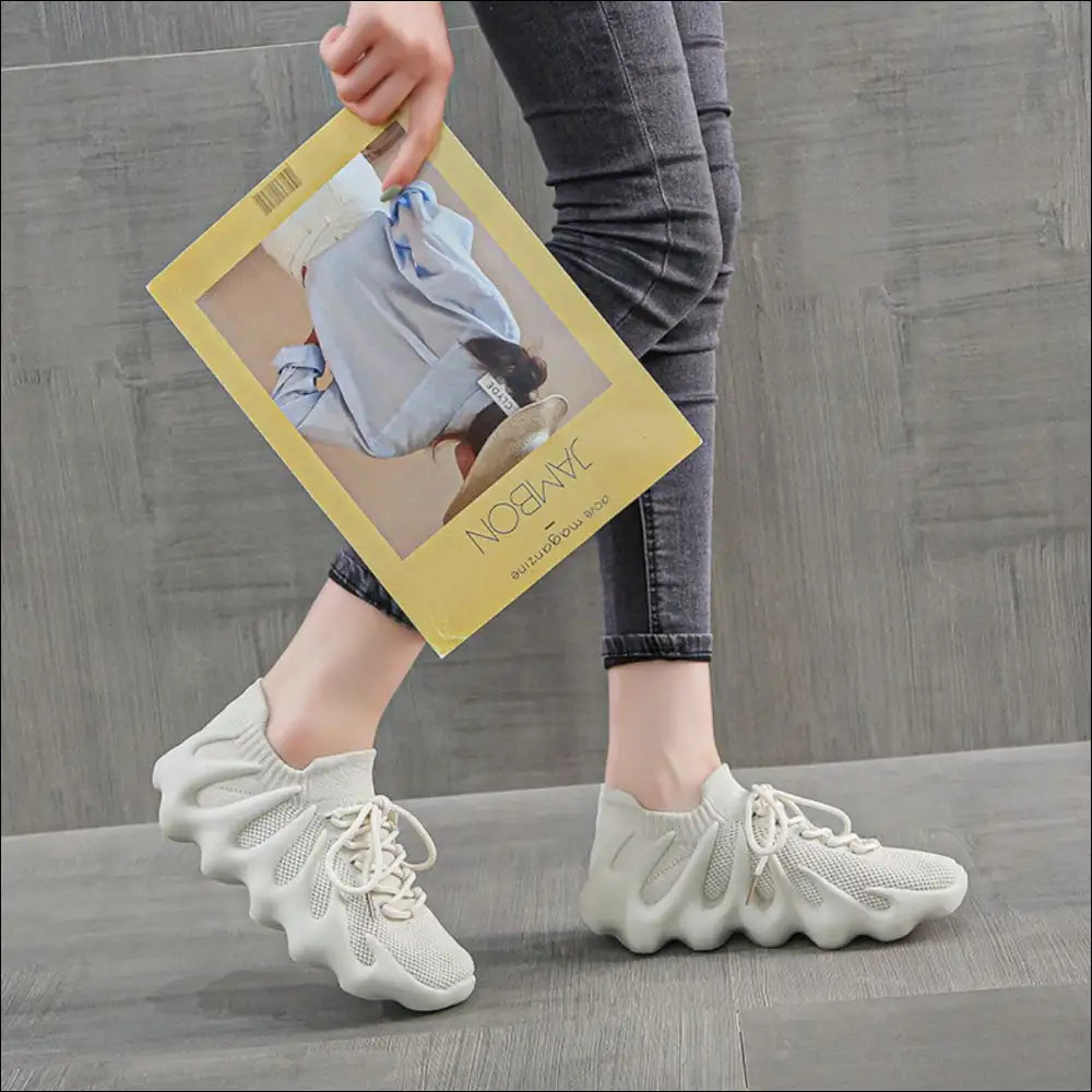 Lace Up Round Toe Mesh Athletic Sneakers - Shoes on Sale Worldwide Shipping