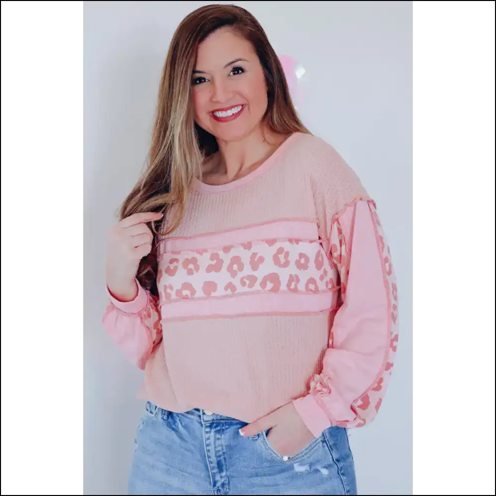 Leopard Exposed Seam Blouse - Blouses on Sale Worldwide Shipping