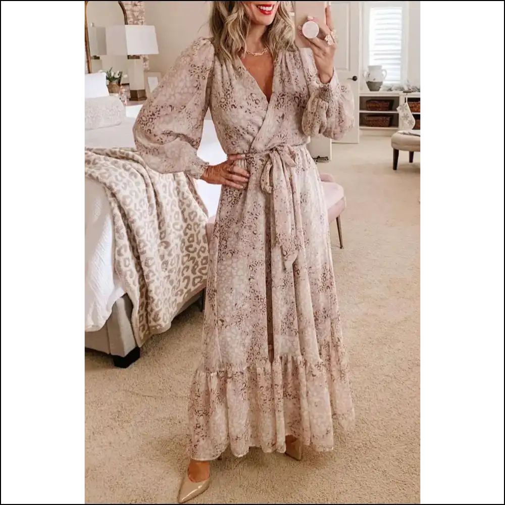 Leopard Surplice v Neck Maxi Dress: Hear me Roar ๐ Needful Things - s - Dresses on Sale Worldwide Shipping