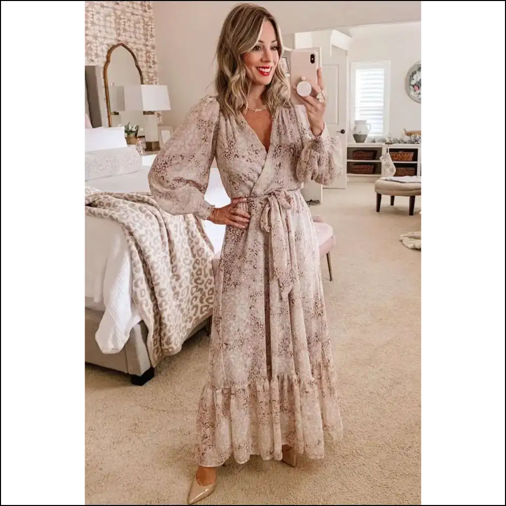 Leopard Surplice v Neck Maxi Dress: Hear me Roar ๐ Needful Things - Dresses on Sale Worldwide Shipping