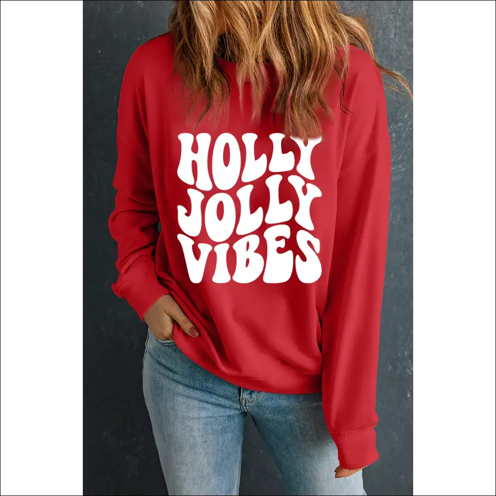 Letter Graphic Round Neck Long Sleeve Sweatshirt - Sweatshirts & Hoodies on Sale Worldwide Shipping