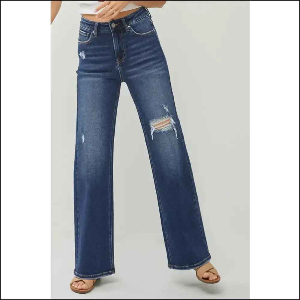 Level Up your Rebel Style with High Rise Distressed Wide Leg Jeans ππ - on Sale Worldwide Shipping