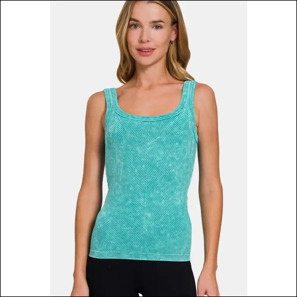 Life’s too Short for Boring Tops: Get your Chic Ribbed Scoop Neck Now! 😄 - Teal / S/m - Tank Tops on Sale Worldwide Shipping