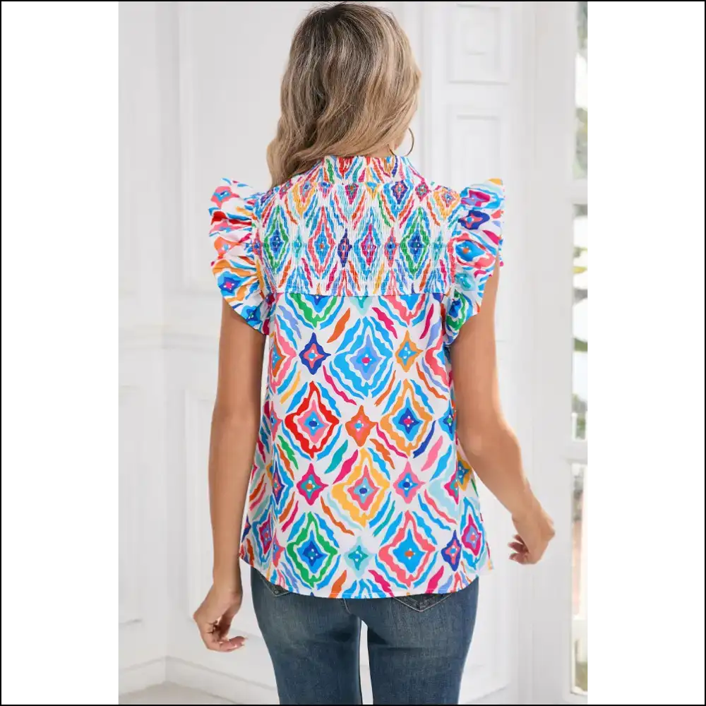 Light Blue Geometric Blouse you Needful Thing - Blouses on Sale Worldwide Shipping