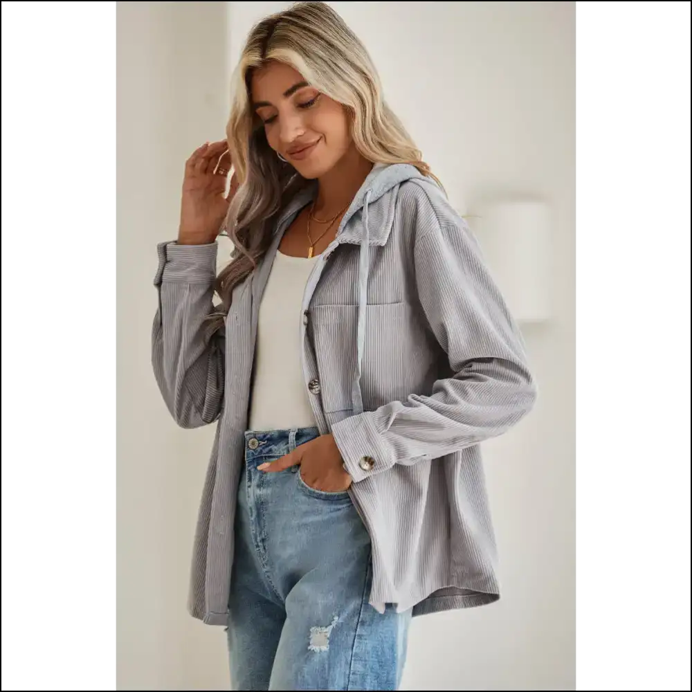 Light Grey Corduroy Shacket: your New Bf (before the Apocalypse) π - Jackets Outerwear on Sale Worldwide Shipping