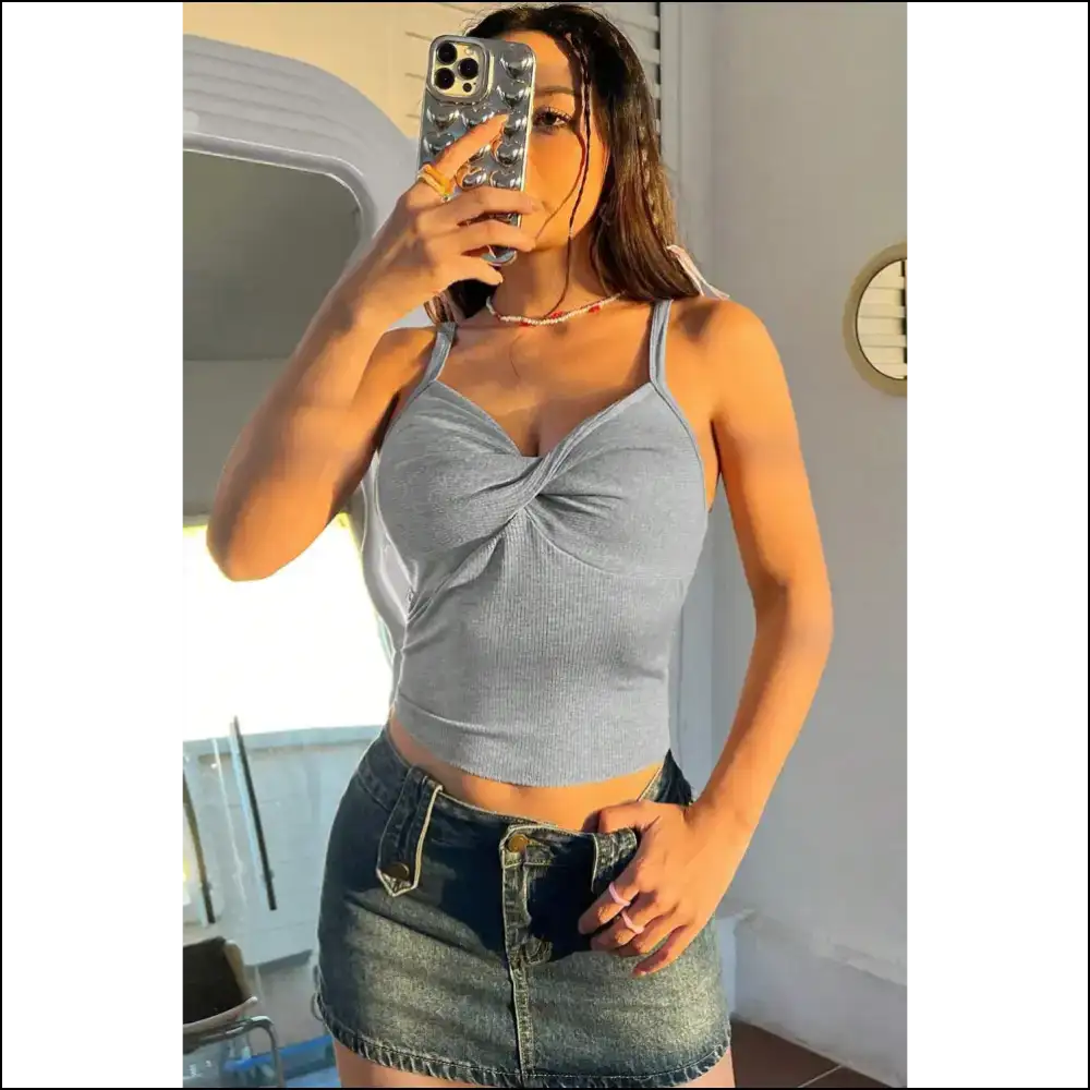 Light Grey Twist Cami: Slay Repeat! π Needful Things - Camisoles Tank Tops on Sale Worldwide Shipping