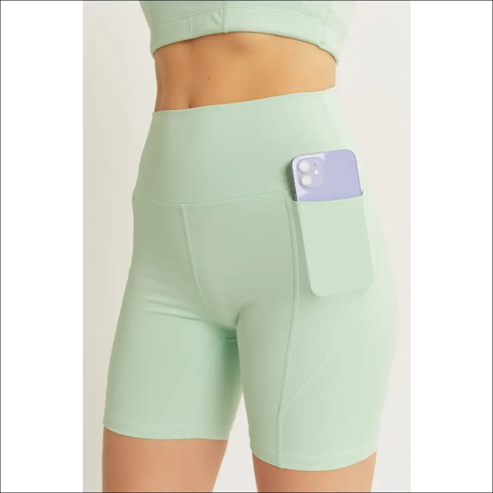 Love Tree High Waist Active Shorts - Trendy & Chic - Moss / s - on Sale Worldwide Shipping
