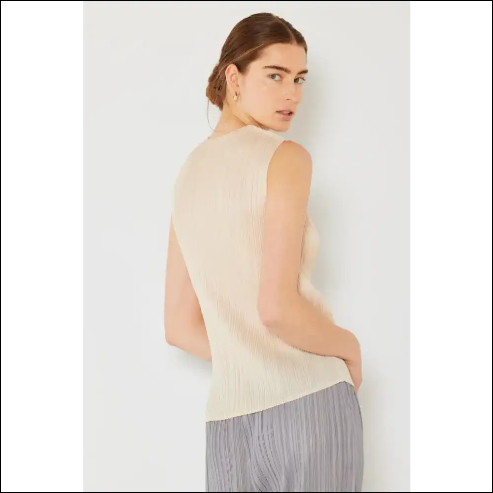 Marina West Pleated Sleeveless Crewneck Tank - Tops on Sale Worldwide Shipping
