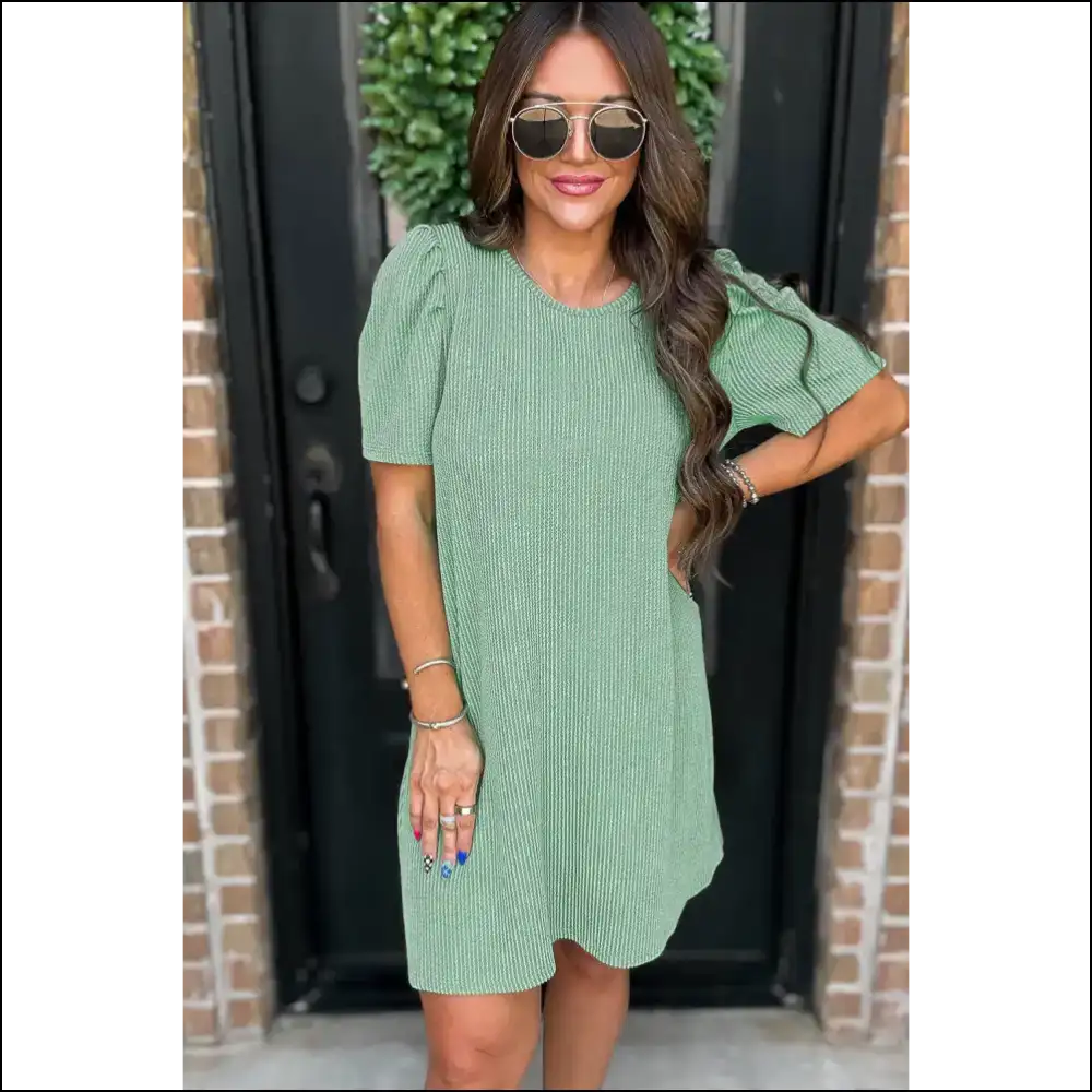 Mint Green Mini Dress: Dangerously Adorable Puff Sleeve Dress - Short Dresses on Sale Worldwide Shipping