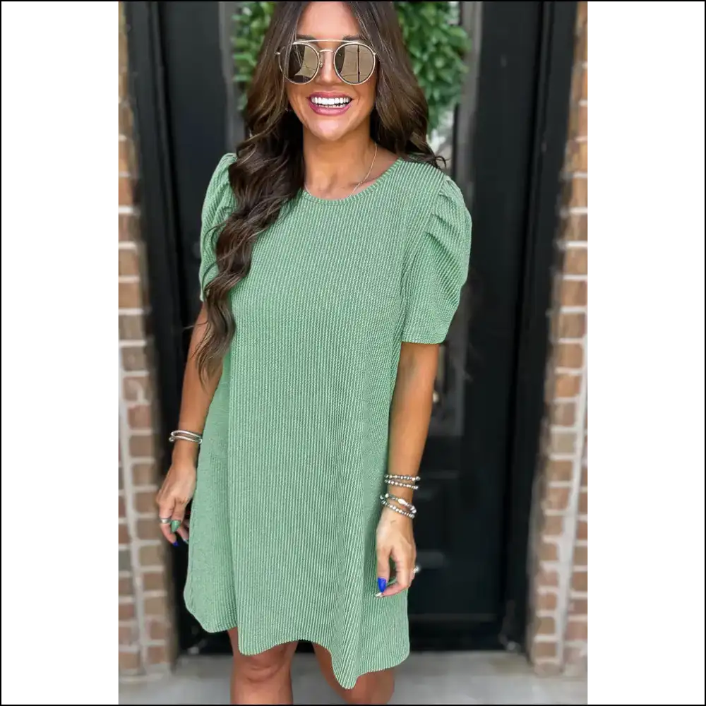 Mint Green Mini Dress: Dangerously Adorable Puff Sleeve Dress - Short Dresses on Sale Worldwide Shipping