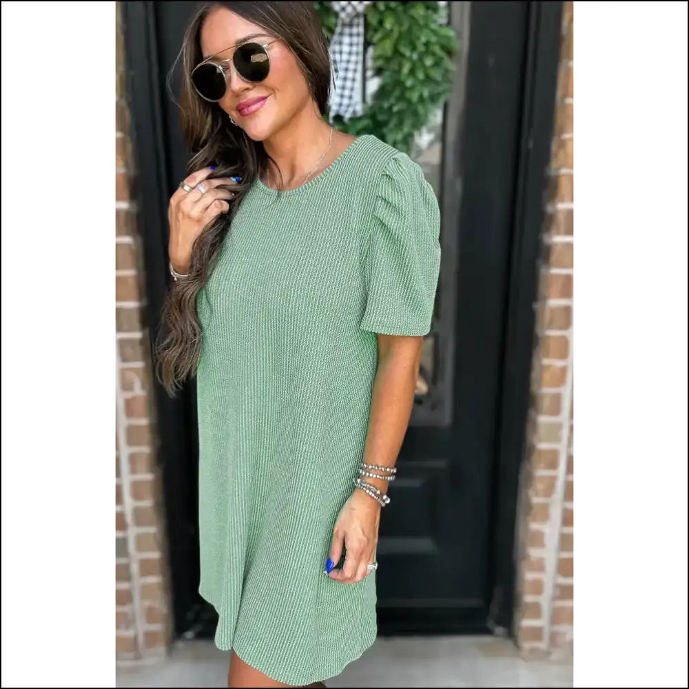 Mint Green Mini Dress: Dangerously Adorable Puff Sleeve Dress - Short Dresses on Sale Worldwide Shipping
