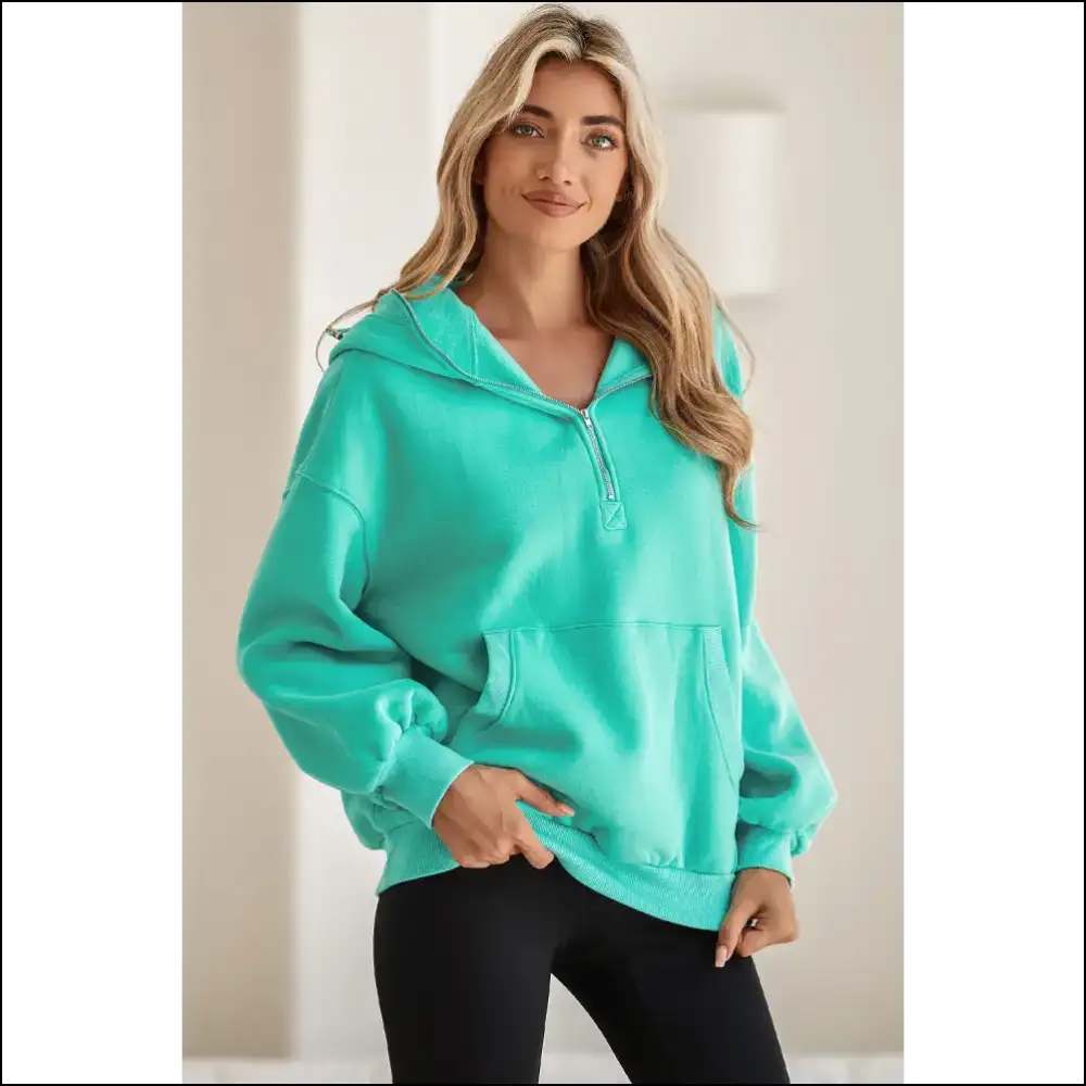 Mint Green Pocket Half Zip: Feeling Fab Needful Things? π - Sweatshirts & Hoodies on Sale Worldwide Shipping