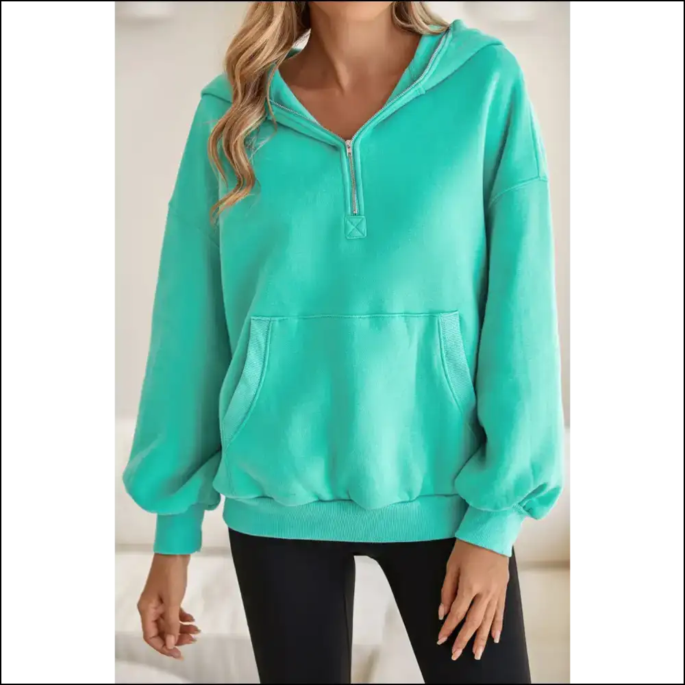 Mint Green Pocket Half Zip: Feeling Fab Needful Things? π - s - Sweatshirts & Hoodies on Sale Worldwide Shipping