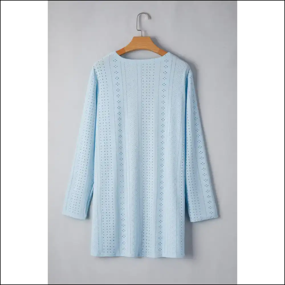 Mist Blue Long Sleeve Pocket Cardigan: Runway Ready () - Cardigans on Sale Worldwide Shipping