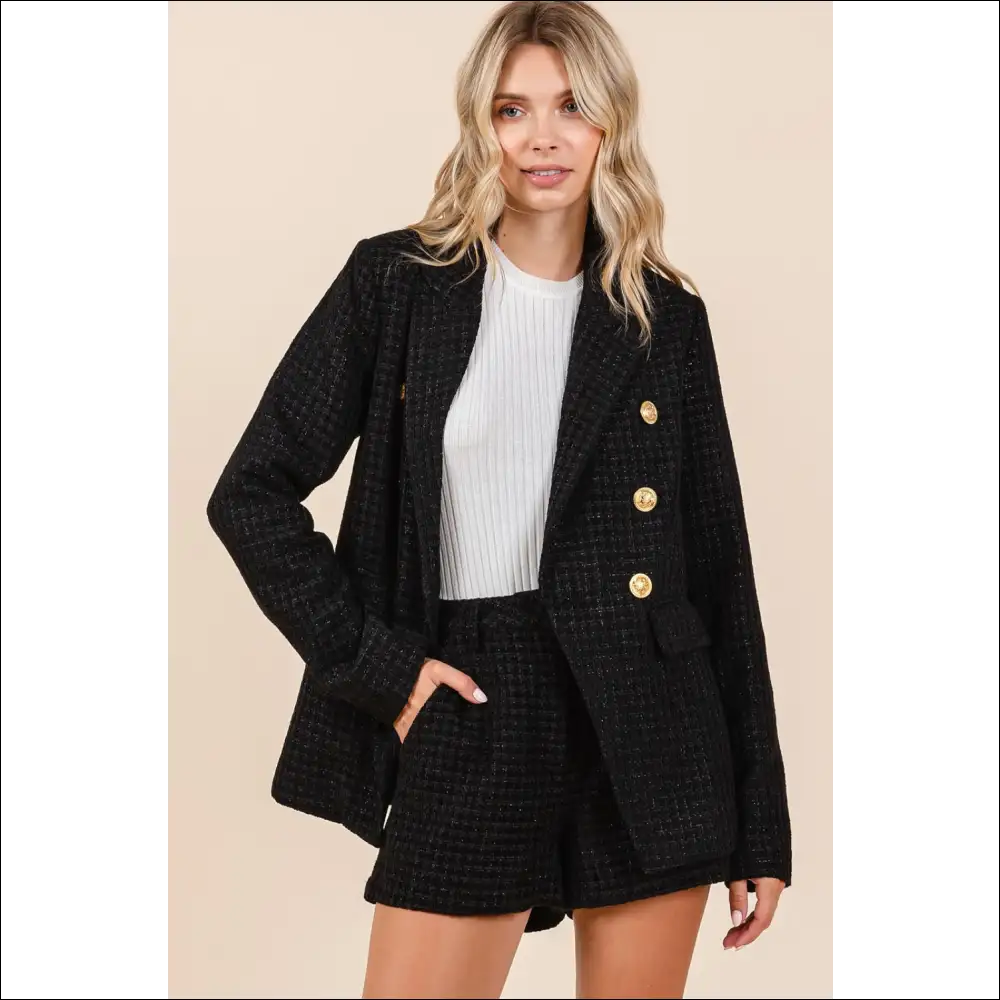 Tweed Chic Classic Shorts with Side Pockets - on Sale Worldwide Shipping