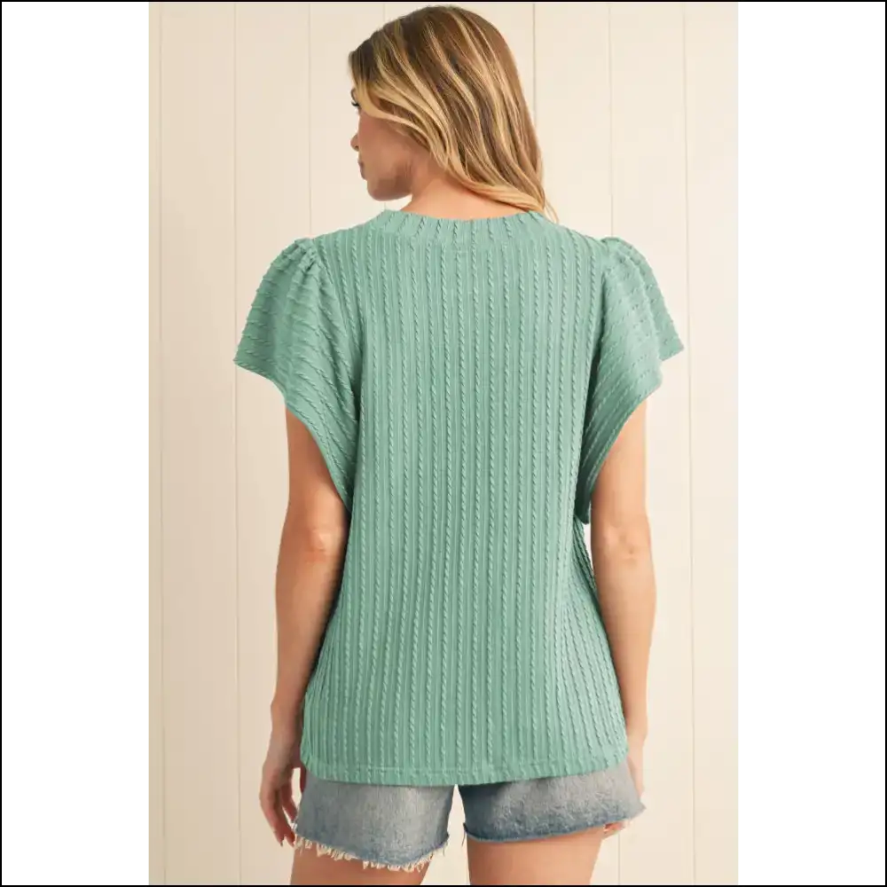 Moonlight Jade Ruffle Top Needful Things Wardrobe Savior - Blouses on Sale Worldwide Shipping