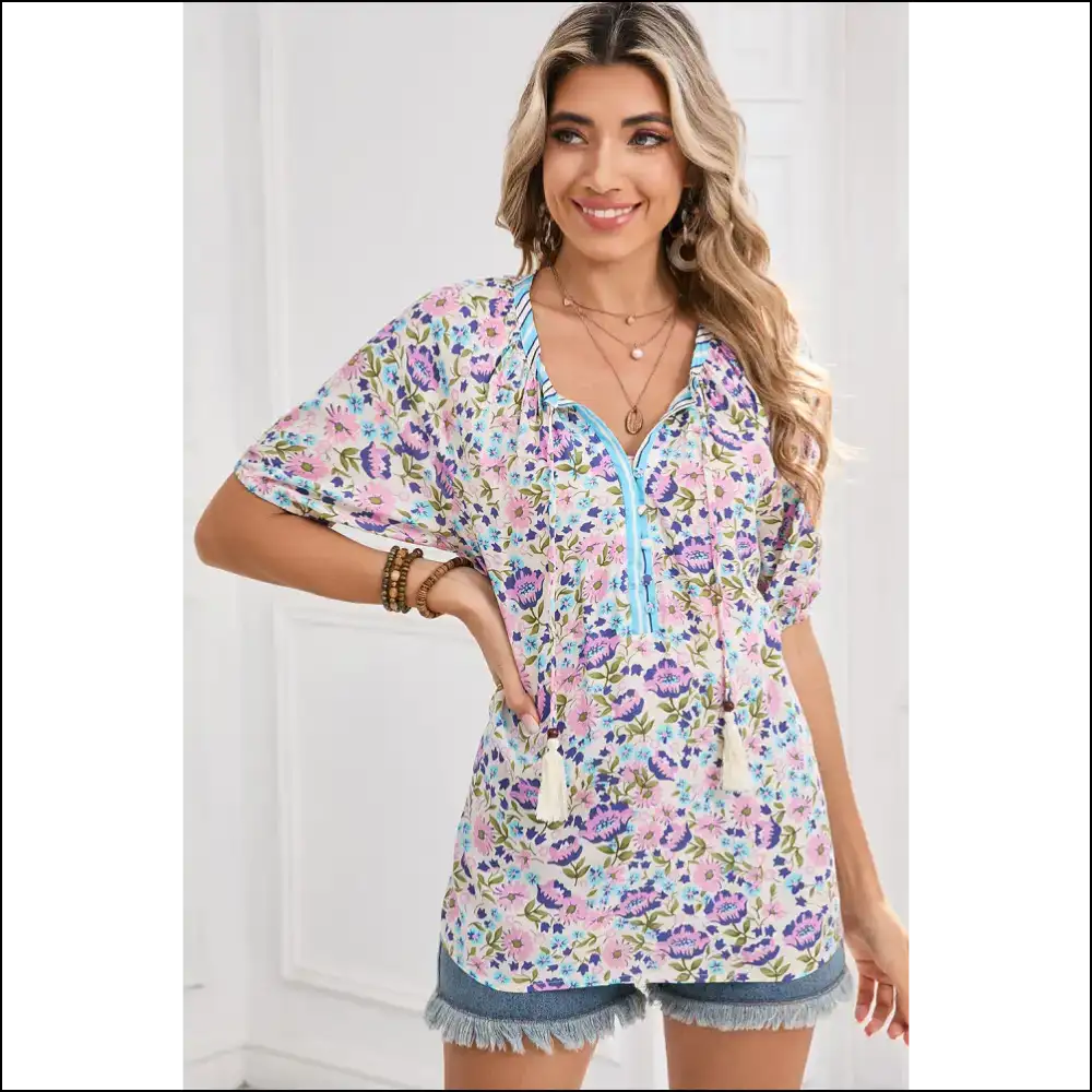Multicolour Boho Floral: from Basic to Boujee Blouse Needful Things 🌺 - Blouses on Sale Worldwide Shipping