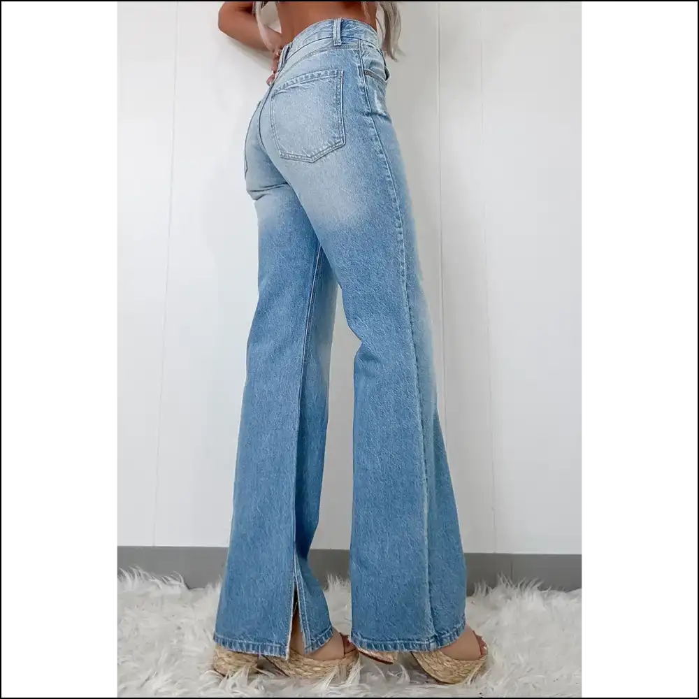 Myosotis Ripped High Rise Slit Jeans: Leg Day’s Over Legs Win 🏆 - Jeans on Sale Worldwide Shipping