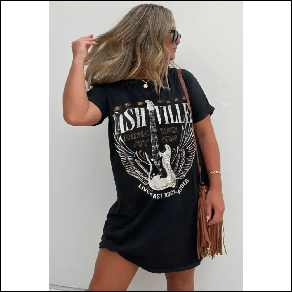 Nashville Guitar Print Dress: Rockstar or Roadkill? 🎸 Needful Things - Short Dresses on Sale Worldwide Shipping