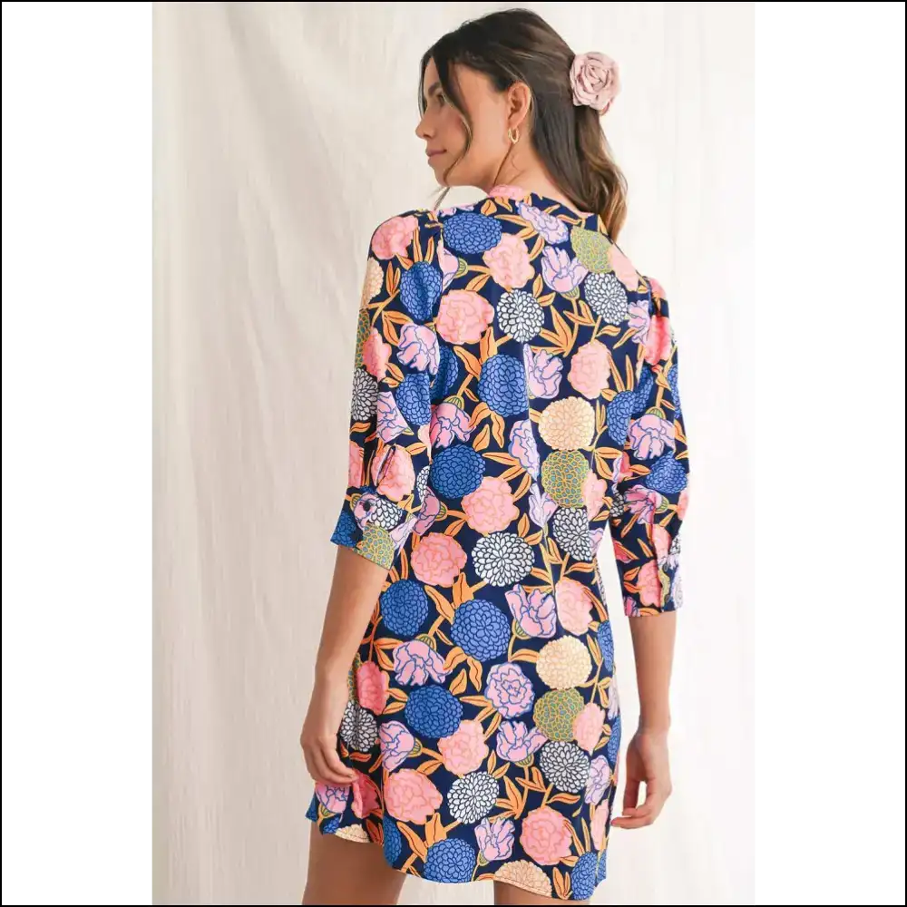 Navy Blue Hydrangea Dress: Brunch & Bad Decisions 😈 - Short Dresses on Sale Worldwide Shipping