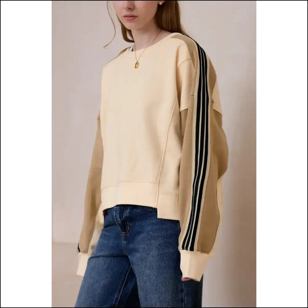 Needful Things: Beige Colorblock Drop Sleeve Sweatshirt - so Comfy π - Sweatshirts & Hoodies on Sale Worldwide Shipping