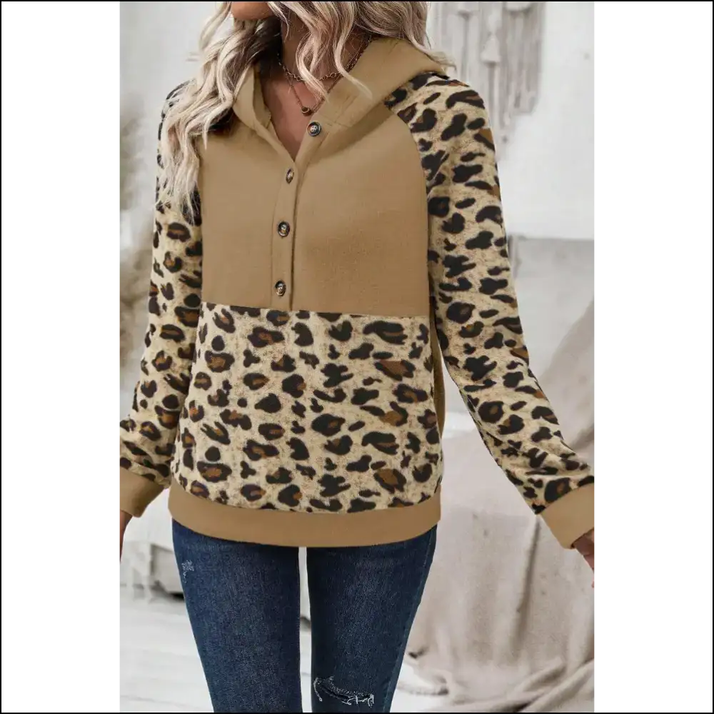 Needful Things: Beige Leopard Patchwork Hoodie - Fabulous! ๐ - Sweatshirts & Hoodies on Sale Worldwide Shipping