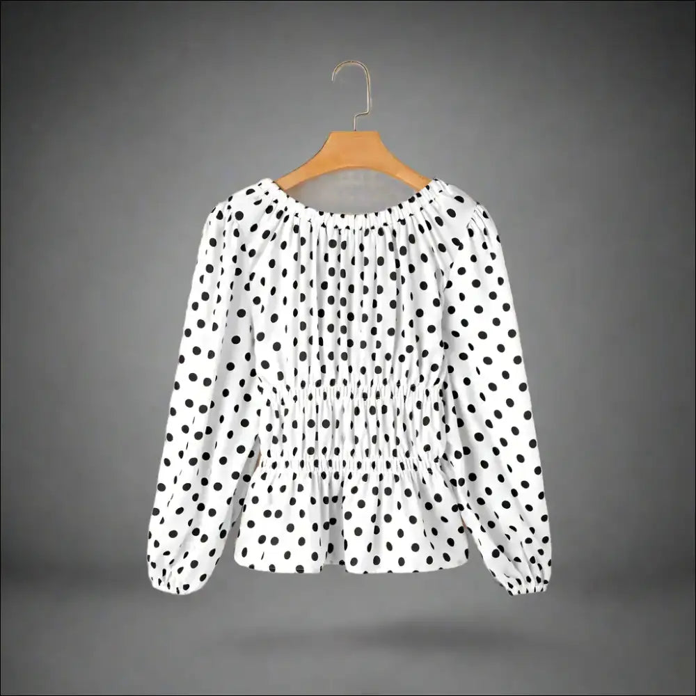 Needful Things: Black Polka Dot Domination! Bow Down Square Neck! π€ - Blouses on Sale Worldwide Shipping